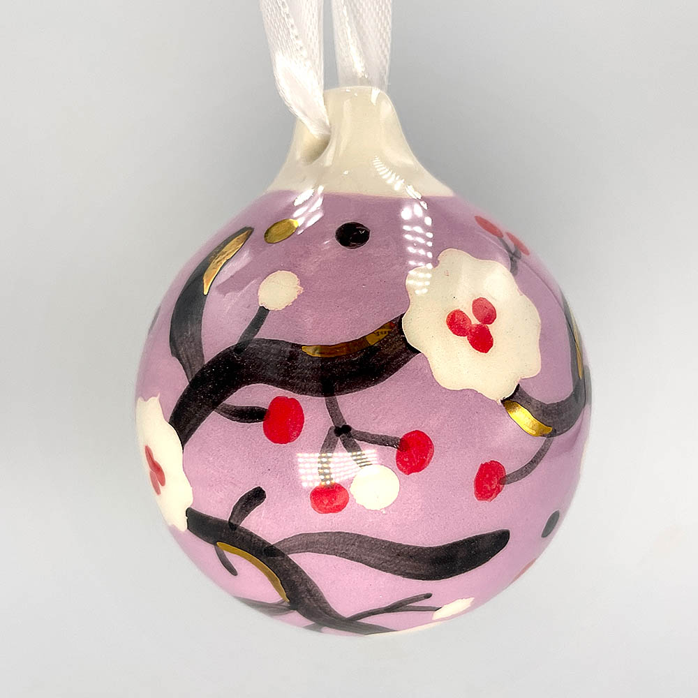 Glob - clopoțel violet din ceramică, cu flori - imagine 3