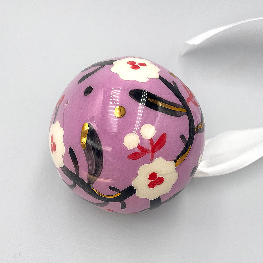 Glob - clopoțel violet din ceramică, cu flori