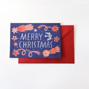 Felicitare cu plic, din hârtie reciclată –  Merry Christmas