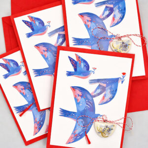 Set de 10 cărți poștale cu mărțișor din ceramică - Buchet de flori